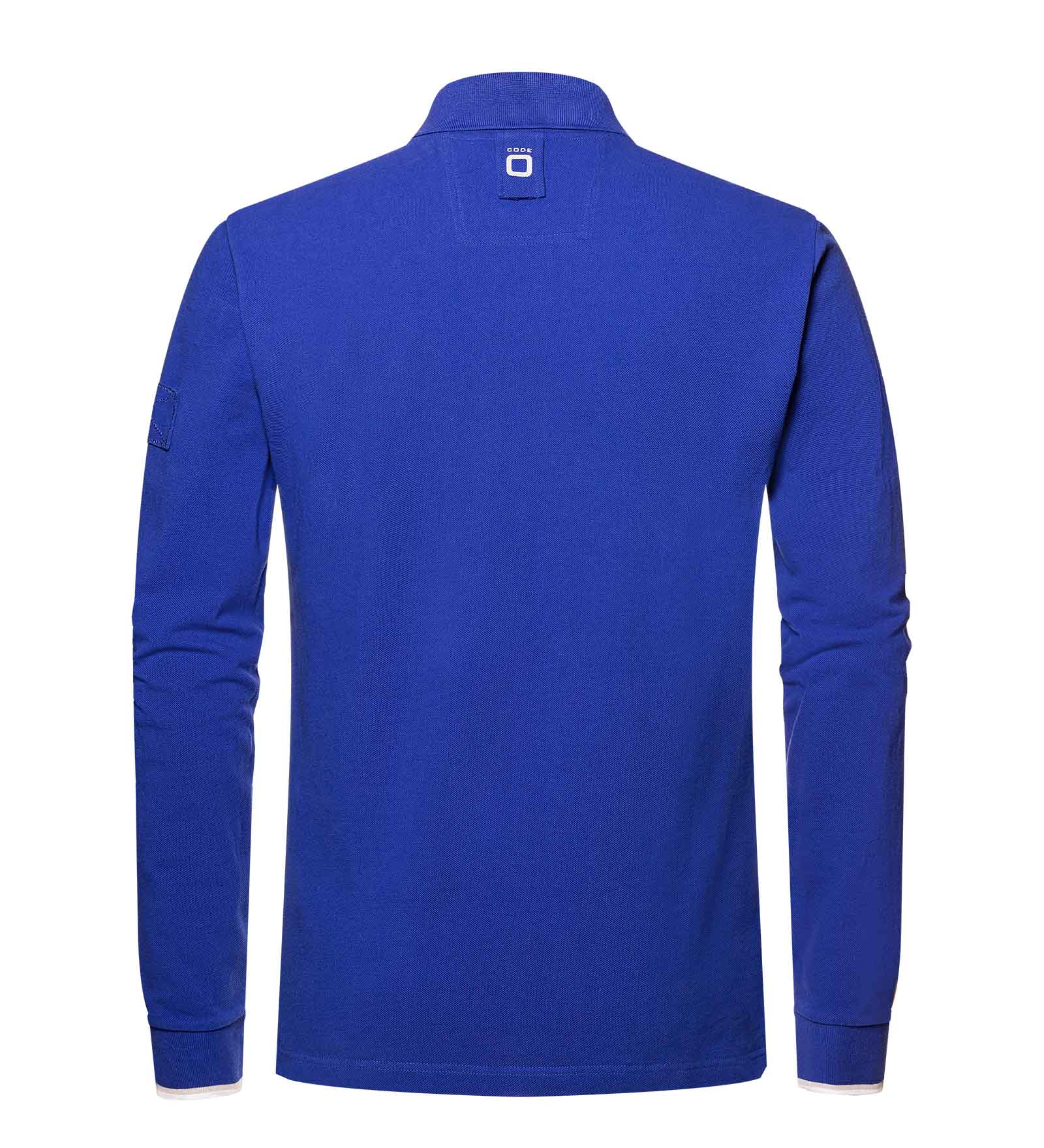 Blue long sleeve polo shirt