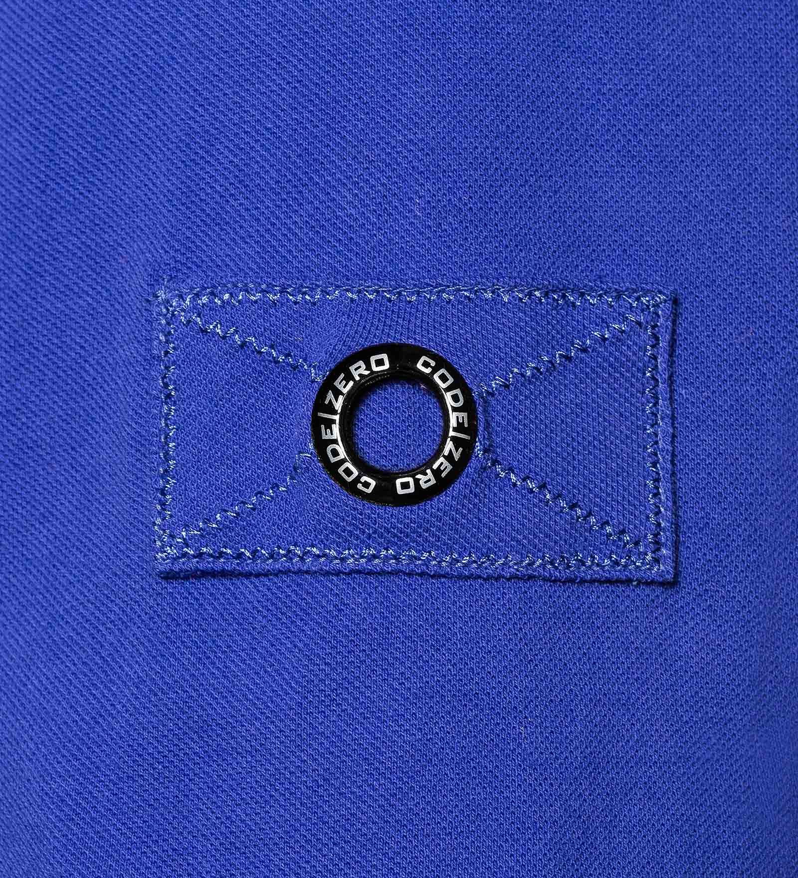 Detail of a blue polo shirt