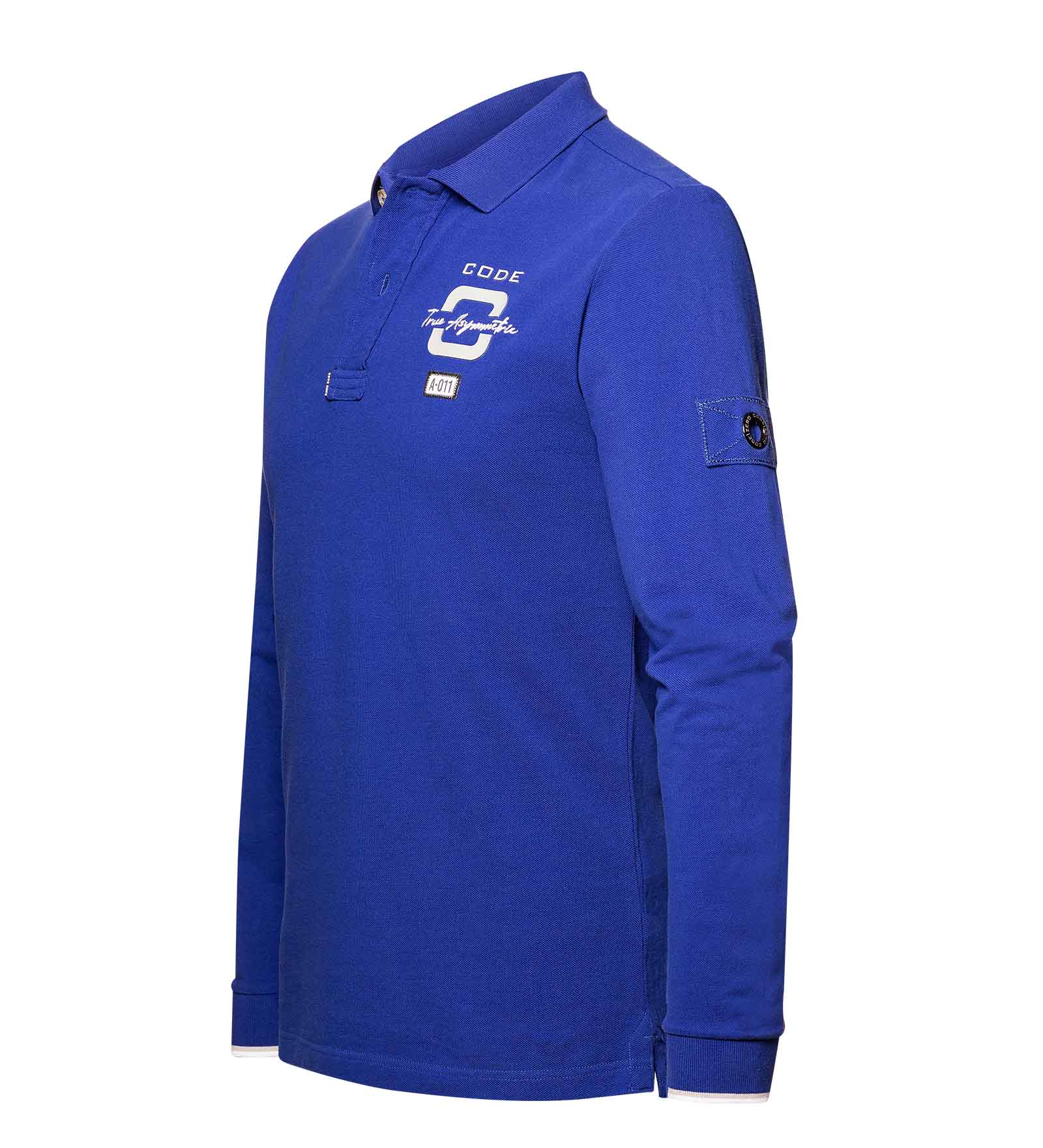 Blue long sleeve polo shirt